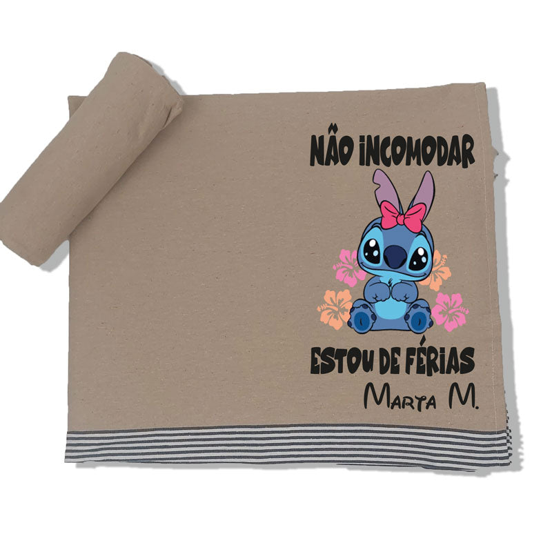 Toalha de Praia Stich não incomodar Com nome